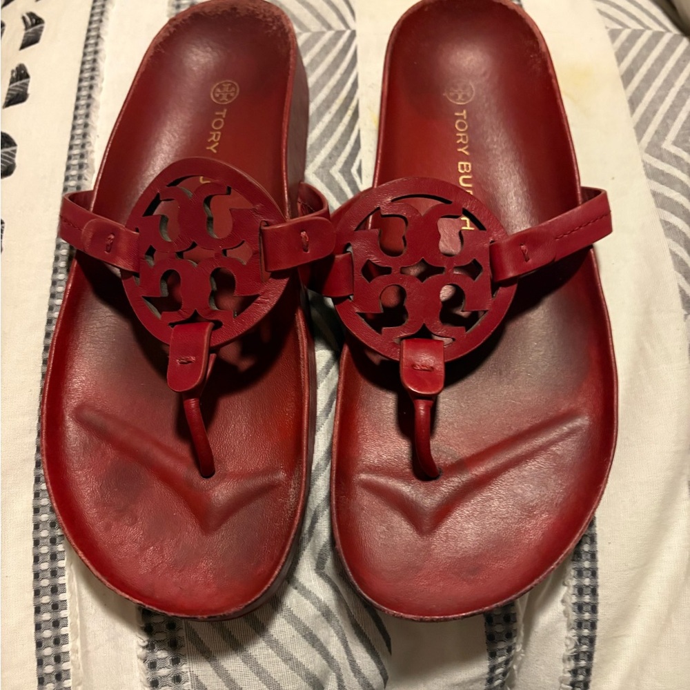 Tory Burch cloud leather Women's Red Sandals 9